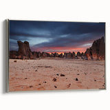 Vintage poster art featuring a colorful Algerian landscape on a framed canvas, ideal for living room decor.