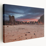 Large stretched canvas featuring an Algerian landscape with warm earth tones, ideal for kitchen wall art.