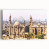Black and white stretched canvas featuring an expansive Egyptian landscape, ideal for kitchen wall art.