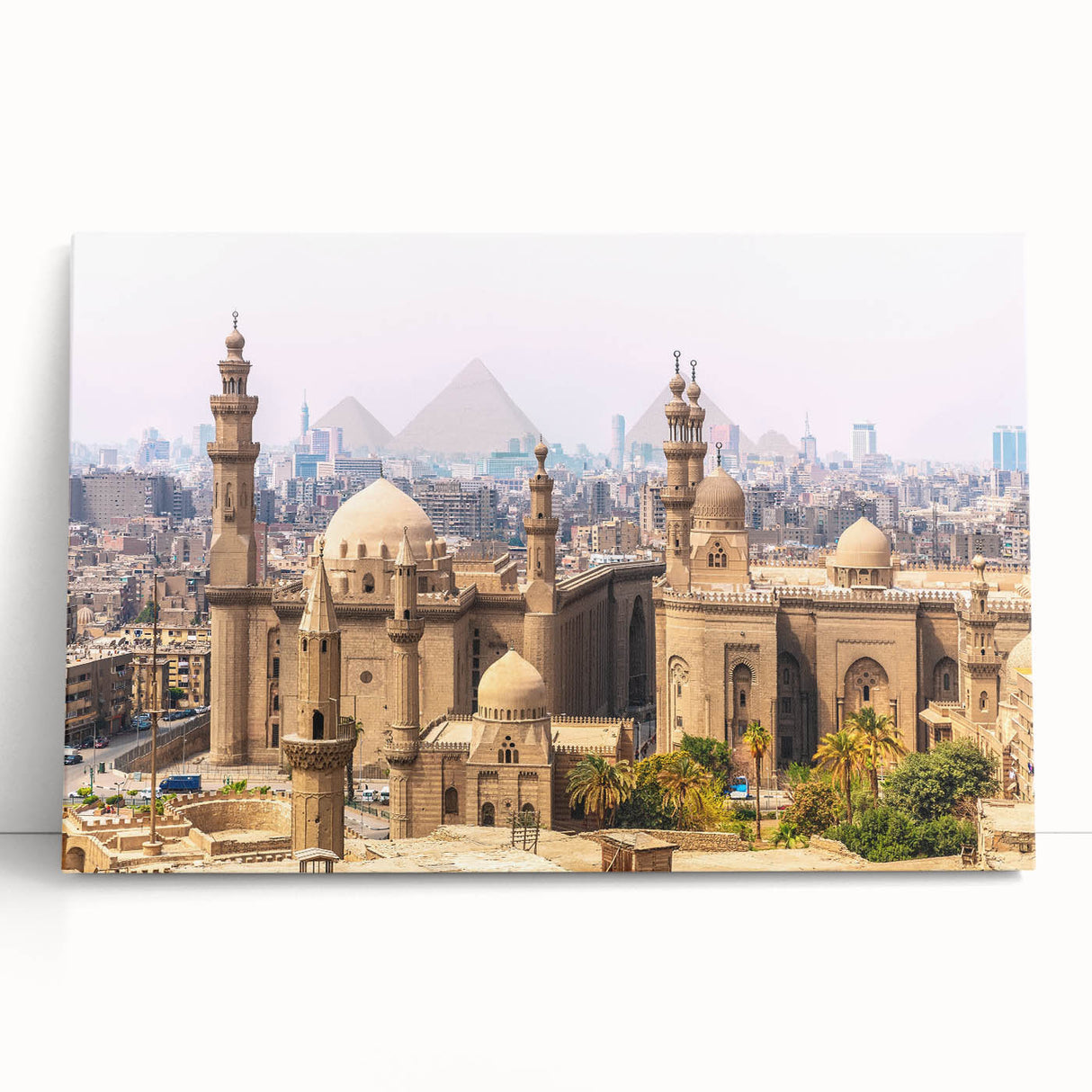 Black and white stretched canvas of Egyptian scenery, ideal for kitchen wall art or bedroom ambiance.