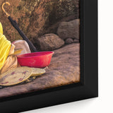 Extra large framed canvas featuring a textured depiction of an Ethiopian landscape in vibrant colors.
