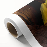 Art deco poster featuring Ethiopian scenery on a rolled canvas, with pastel color palette, ideal for nursery wall art.