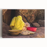 Large black and white acrylic print of an Ethiopian landscape, ideal for kitchen wall art.