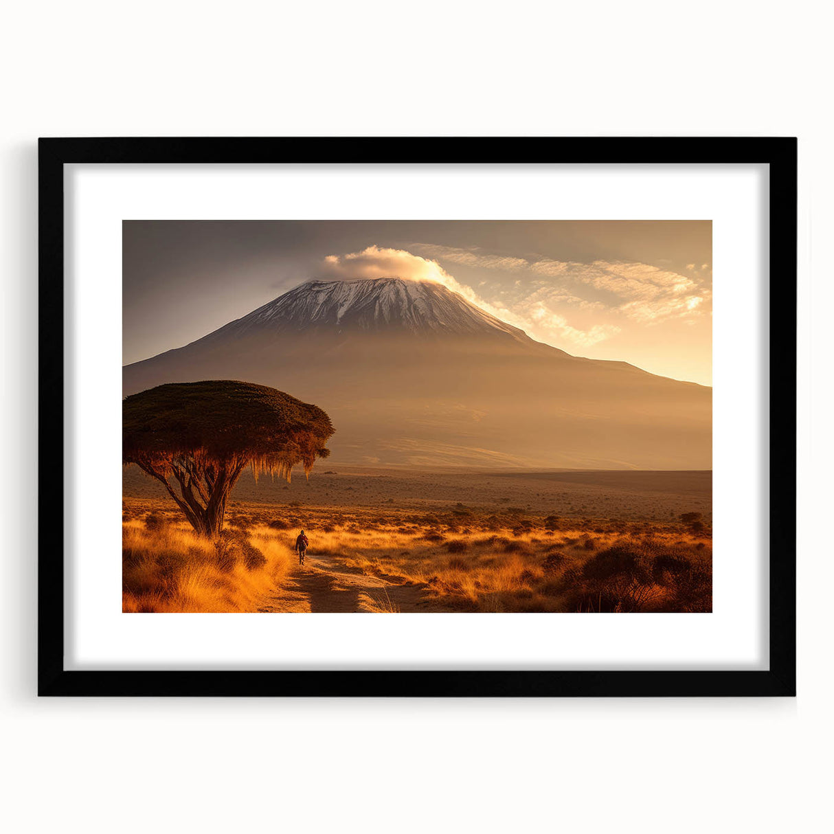Extra large textured abstract art print depicting vibrant African scenery on a framed canvas, ideal for living room decor.