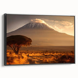 Black and white framed canvas depicting a Kenyan landscape, ideal for bedroom wall decor.
