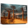 Large abstract wall art depicting a Madagascar scenery in vibrant earth tones on acrylic glass.