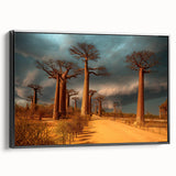 Black and white framed canvas depicting a vintage Madagascar landscape, ideal for bedroom wall art.