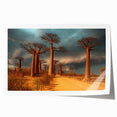 Extra large rolled print of a Madagascar scenery with lush floral elements in vibrant greens and earth tones.