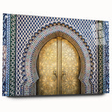 Acrylic print of a Moroccan landscape in earth tones, suitable for bedroom or dining room decor.