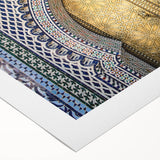 Art deco poster depicting a Moroccan landscape on rolled canvas, in earthy tones, suitable for dining room wall art.