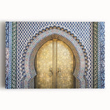 Large black and white stretched canvas of Moroccan scenery, ideal for kitchen wall art.