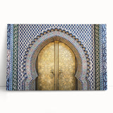 Black and white stretched canvas featuring a Moroccan landscape, ideal for kitchen wall art or bedroom ambiance.