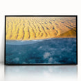 Large abstract wall art depicting a monochrome Namibian landscape on framed acrylic, ideal for modern living room decor.