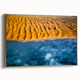 Framed canvas of a landscape art painting depicting the Namibian desert with vibrant earth tones.