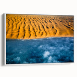 Framed canvas depicting a serene Namibian landscape in muted earth tones, ideal for bedroom wall art.