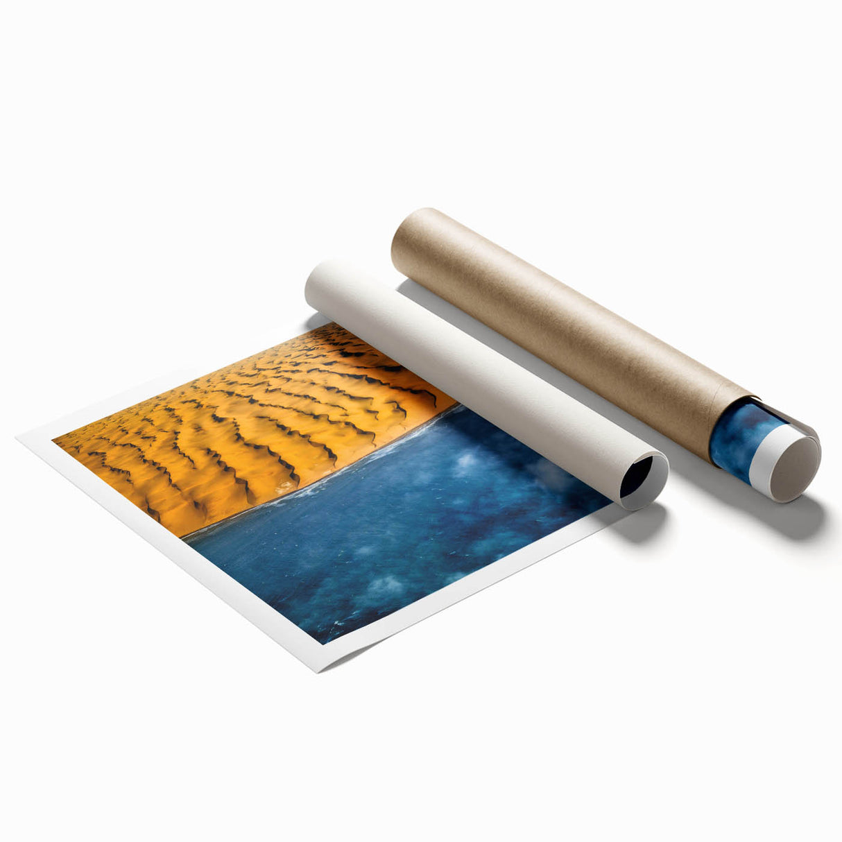 Extra large rolled print depicting a serene Namibian landscape with soft pastel shades, ideal for classy bathroom wall art.