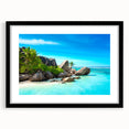 Extra large, textured abstract art print of colorful African scenery on a black framed mat, ideal for living room decor.