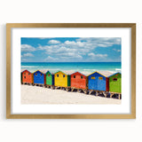 Abstract art print of a South African scenery in gold frame with mat, featuring earthy tones, ideal for dining room decor.