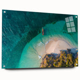 Acrylic glass print of a Tanzanian landscape with earthy tones and subtle greens, suited for dining room decor.