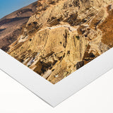 Art deco poster of Tunisian landscape in muted earth tones on rolled canvas, suitable for dining room wall art.