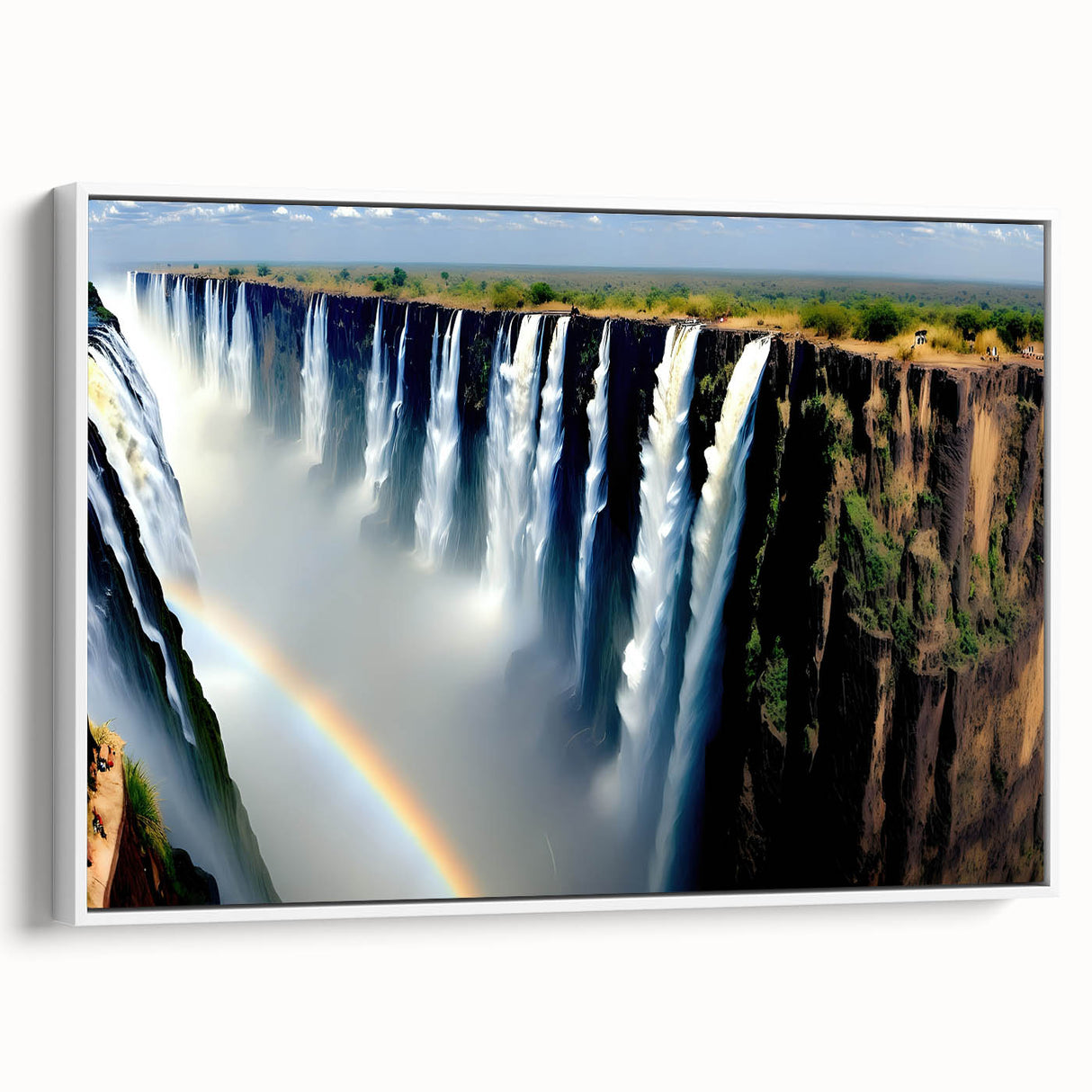 Vintage poster art of a vibrant African Savannah scene on extra large framed canvas, suitable for living room decor.