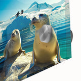 Large abstract wall art depicting the Antarctic scenery in blue and white tones on acrylic glass.