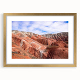 Extra large abstract art print featuring textured scenery of Azerbaijan, in muted earth tones on a framed canvas.