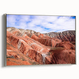 Landscape art painting featuring a colorful Azerbaijani scenery on a silver-framed canvas.