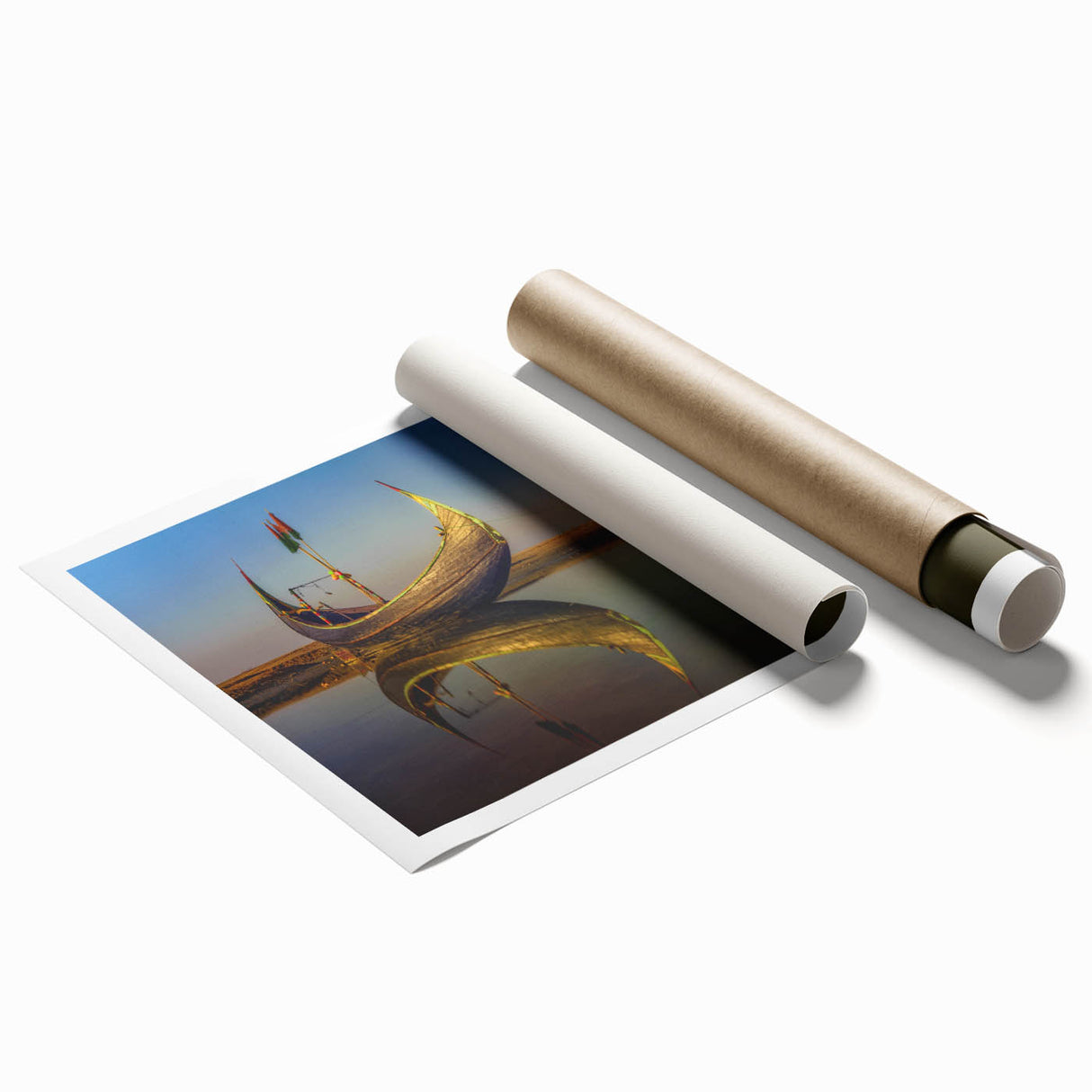 Extra large rolled print of a serene Bangladesh scenery with lush greenery and water, suitable for classy bathroom wall art.