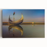 Black and white stretched canvas of a busy Asian market scene, ideal for kitchen wall art.