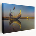 Large canvas print featuring a serene Bangladesh landscape in muted green and blue tones, ideal for kitchen wall art.