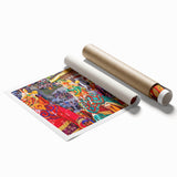 Extra large rolled print of a Bhutanese landscape with vibrant floral elements.