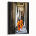 Black and white framed canvas featuring a vintage-style Cambodian landscape, ideal for bedroom wall art.