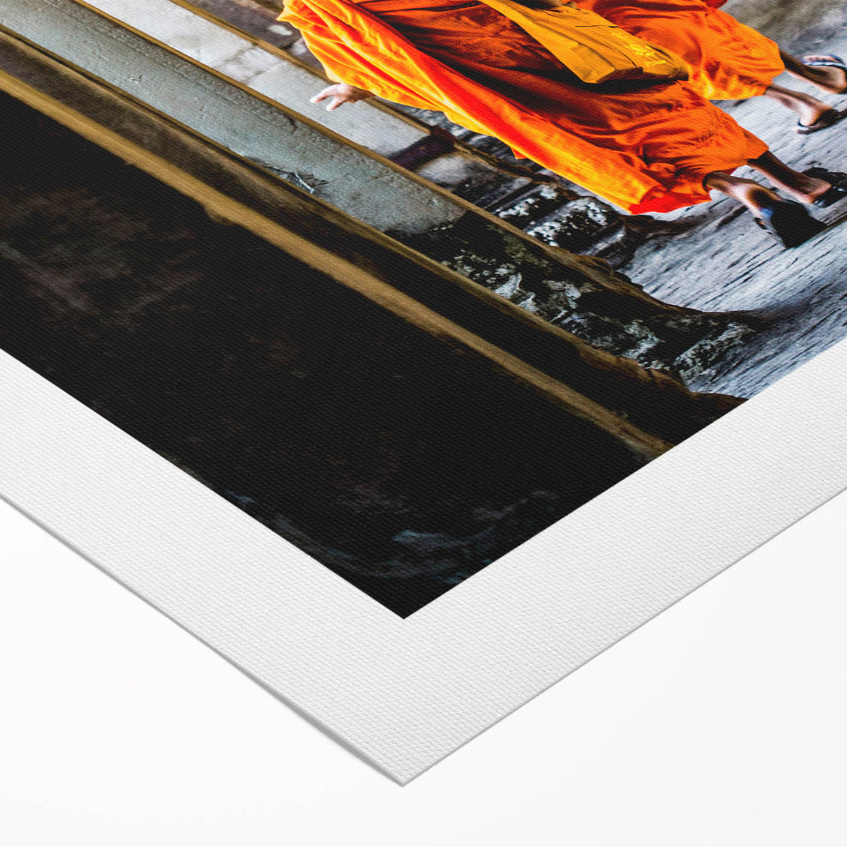 Art deco poster of a Cambodian landscape in muted earth tones on rolled canvas, suitable for dining room decor.