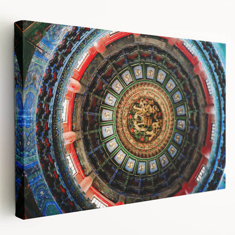 Large canvas print of the Beijing skyline in muted earth tones, ideal for kitchen wall art.