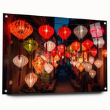 Large abstract wall art of Shanghai skyline in muted gray and blue tones on acrylic glass.