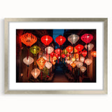 Textured abstract art print of Shanghai skyline in muted gray and blue tones on a framed silver mat, ideal for bedroom art.