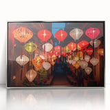 Mid-century modernist art depicting Shanghai skyline in muted silver tones on a framed acrylic print.