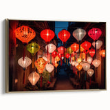 Framed canvas featuring a vintage-style Shanghai landscape in black and gold tones, ideal for bedroom wall art.