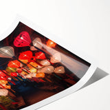 Extra large rolled print featuring line art flowers in muted colors, ideal for large living room wall art.