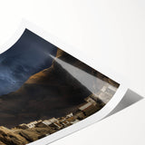 Extra large wall art featuring a line art design of floral motifs in black and white, printed on rolled canvas.