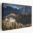 Large canvas print of a serene Tibetan landscape in muted earth tones, ideal for kitchen wall art.