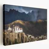 Large canvas print of a serene Tibetan landscape in muted earth tones, ideal for kitchen wall art.
