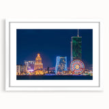 Abstract art print of a Georgia landscape in muted earth tones on a white-framed canvas, ideal for dining room decor.