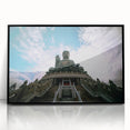 Large abstract wall art depicting the Hong Kong skyline in muted gray tones on a framed acrylic.