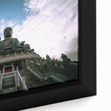 Black wall art featuring a textured Hong Kong skyline in vibrant colors on a framed canvas.