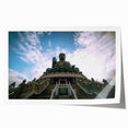 Rolled canvas print of Hong Kong skyline in muted gray and blue tones, ideal for art wall dining room.