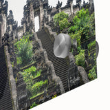 Large abstract wall art depicting an Indonesian landscape in muted earth tones on acrylic glass, ideal for dining room décor.