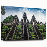 Large abstract wall art depicting an Indonesian landscape in vibrant hues on acrylic glass.