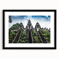 Extra large abstract art print featuring a colorful, textured depiction of an Indonesian landscape on a framed black mat.